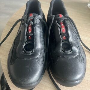 Prada Men's Black and Red Sneakers